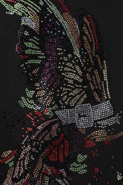 Wholesale Women's Shirts With Butterfly Pattern Oversize Stones - 20066 | KAZEE - Thumbnail
