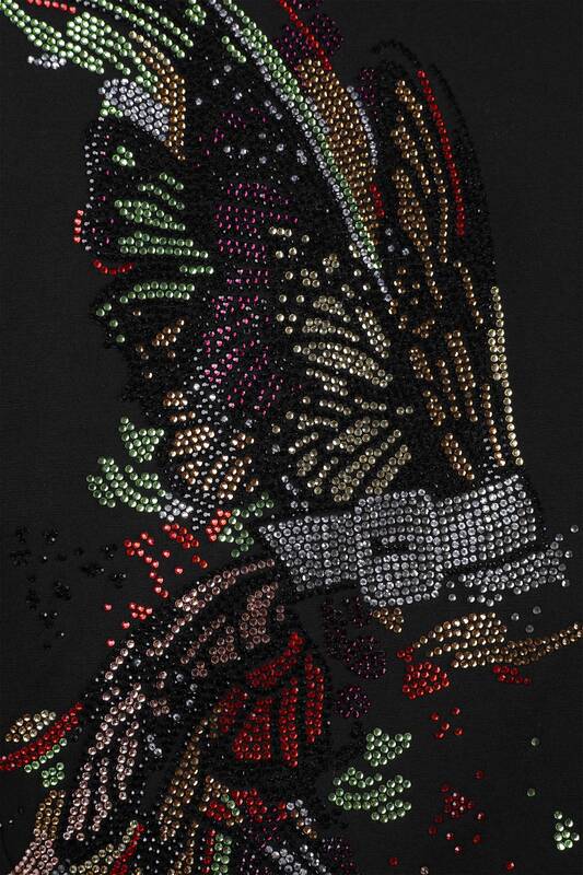 Wholesale Women's Shirts With Butterfly Pattern Oversize Stones - 20066 | KAZEE