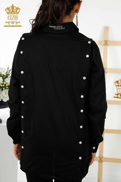 Wholesale Women's Shirt - Button Detailed - Black - 20328 | KAZEE - 8