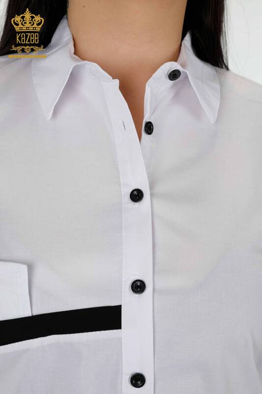 Wholesale Women's Shirt Color Transition White - 20308 | KAZEE