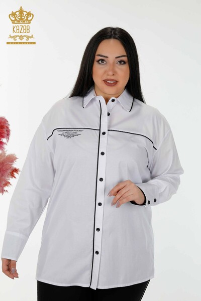 Wholesale Women's Shirt Color Transition White - 20311 | KAZEE - Thumbnail