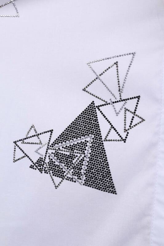 Wholesale Women's Shirt Cotton Crystal Stone Pattern - 20105 | KAZEE