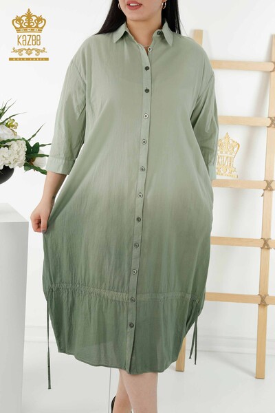 Wholesale Women's Shirt Dress - Color Transition - Pocket - Khaki - 20365 | KAZEE - Thumbnail