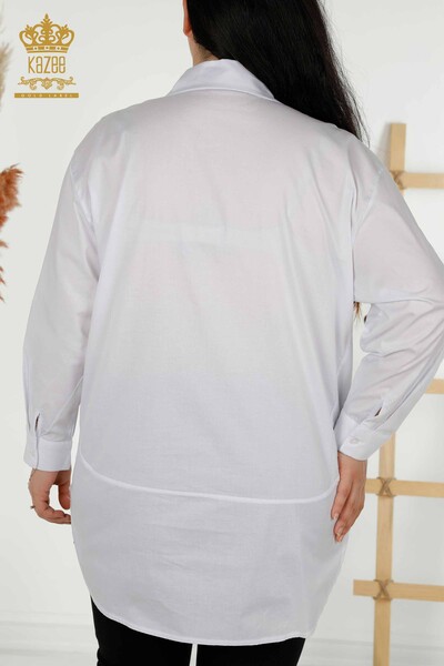 Wholesale Women's Shirt - Floral Pattern - Ecru - 20439 | KAZEE - Thumbnail