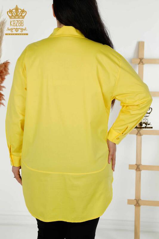 Wholesale Women's Shirt - Floral Pattern - Yellow - 20439 | KAZEE