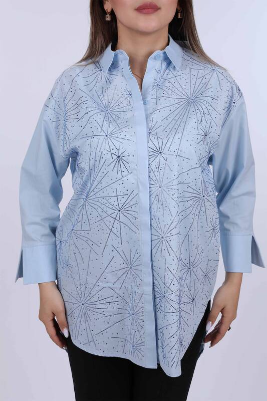 Wholesale Women's Shirt Large Size Patterned Multi Stone - 20067 | KAZEE