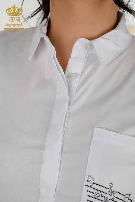 Wholesale Women's Shirt - Patterned - White - 20102 | KAZEE
