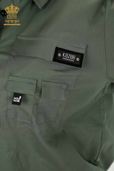 Wholesale Women's Shirt Pocket Detailed Khaki - 20325 | KAZEE - Thumbnail