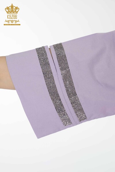 Wholesale Women's Shirt Pocket Detailed Lilac - 17199 | KAZEE - Thumbnail