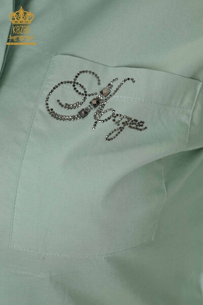 Wholesale Women's Shirt Pocket Detailed Mint - 20139 | KAZEE - Thumbnail