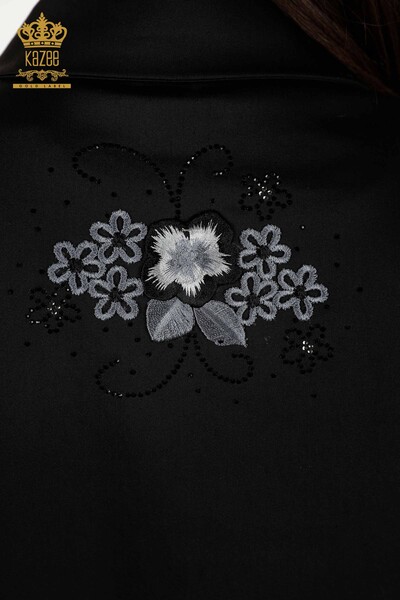 Wholesale Women's Shirt Pockets Stone Embroidered - Black - 20248 | KAZEE - Thumbnail