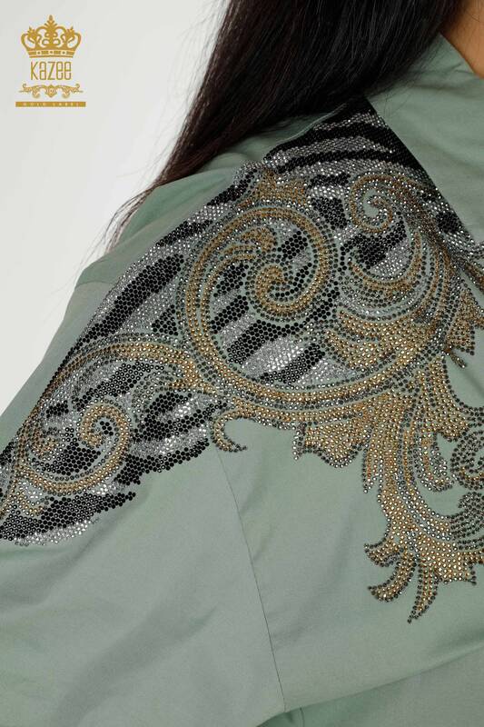 Wholesale Women's Shirt Shoulder Detailed Mint - 20440 | KAZEE