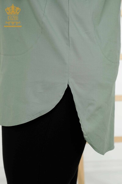Wholesale Women's Shirt Shoulder Detailed Mint - 20440 | KAZEE - Thumbnail