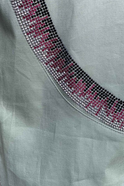 Wholesale Women's Shirt with Stone Embroidered Pattern - 17225 | KAZEE - Thumbnail