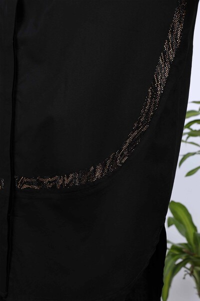 Wholesale Women's Shirt With Stone Embroidered Tiger Figure - 20040 | KAZEE - Thumbnail