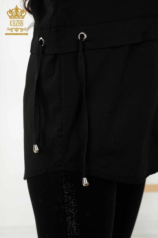 Wholesale Women's Shirt Tied Black - 20355 | KAZEE