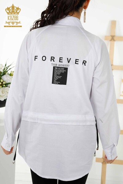 Wholesale Women's Shirts - Tied Cord - White - 20355 | KAZEE - 8