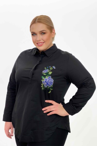 Wholesale Women's Shirt With Tiger And Flower Pattern Stone - 20000 | KAZEE - Thumbnail