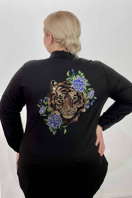 Wholesale Women's Shirt With Tiger And Flower Pattern Stone - 20000 | KAZEE