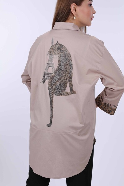 Wholesale Women's Shirts Tiger Patterned Pocket Stones - 17047 | KAZEE - Thumbnail