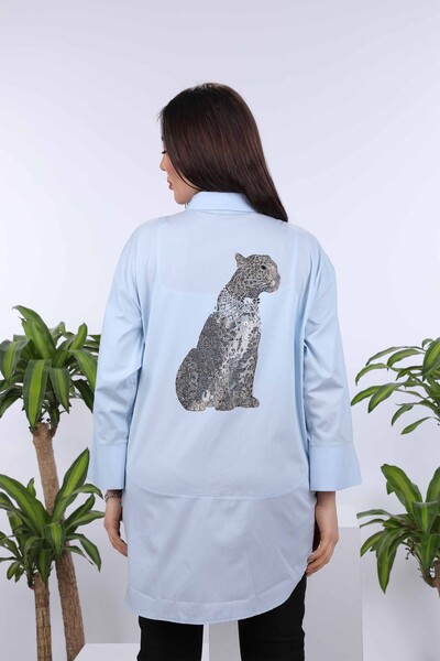 Wholesale Women's Shirts With Tiger Pattern Stone Embroidery - 20019 | KAZEE - Thumbnail