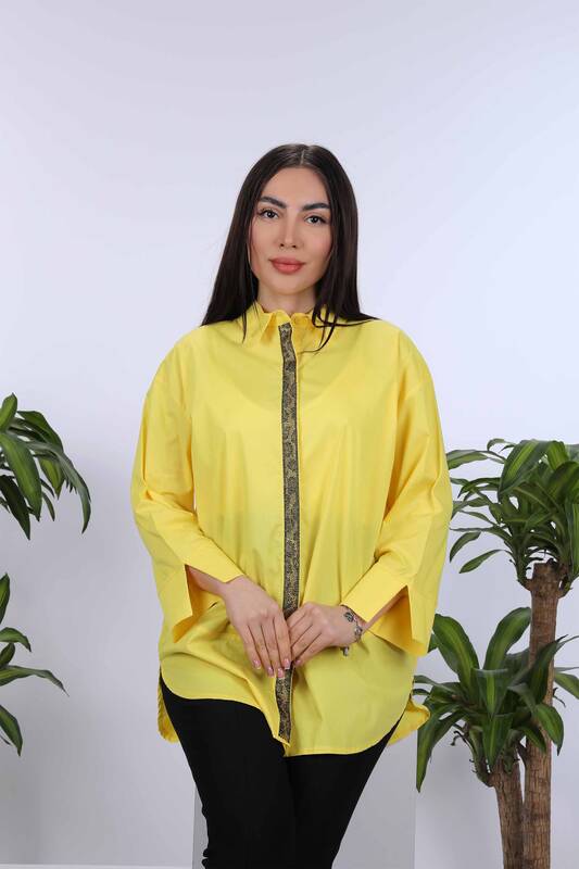 Wholesale Women's Shirts With Tiger Pattern Stone Embroidery - 20019 | KAZEE