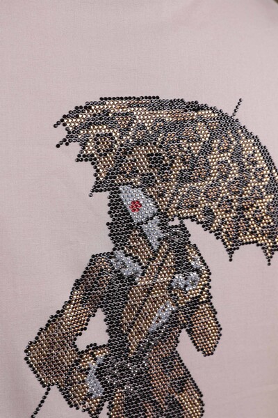 Wholesale Women's Shirt Tiger Woman Patterned Stone Embroidered - 20023 | KAZEE - Thumbnail