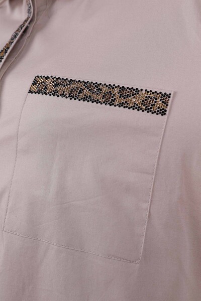 Wholesale Women's Shirt Tiger Woman Patterned Stone Embroidered - 20023 | KAZEE - Thumbnail