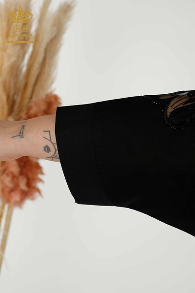 Wholesale Women's Shirt - Tulle Detailed - Black - 20406 | KAZEE - 7