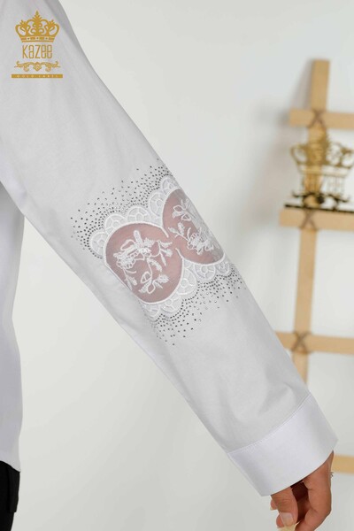 Wholesale Women's Shirt - Tulle Detailed - White - 20407 | KAZEE - 7