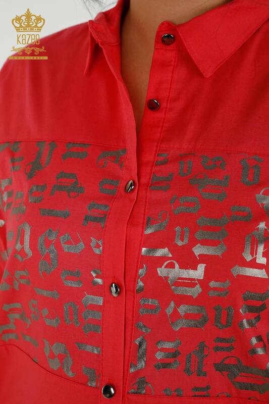 Wholesale Women's Shirts - Pockets - Coral - 20080 | KAZEE