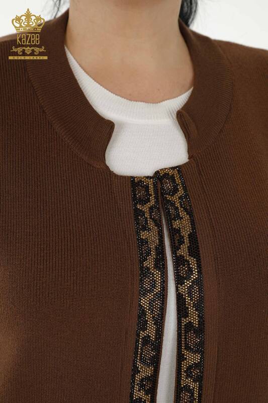 Wholesale Women's Short Vest - Leopard Pattern - Brown - 30311 | KAZEE