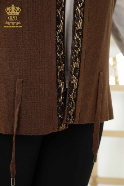 Wholesale Women's Short Vest - Leopard Pattern - Brown - 30311 | KAZEE - Thumbnail