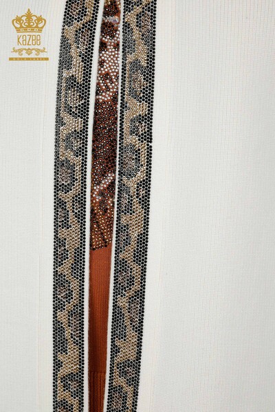 Wholesale Women's Short Vest - Leopard Pattern - Ecru - 30311 | KAZEE - Thumbnail