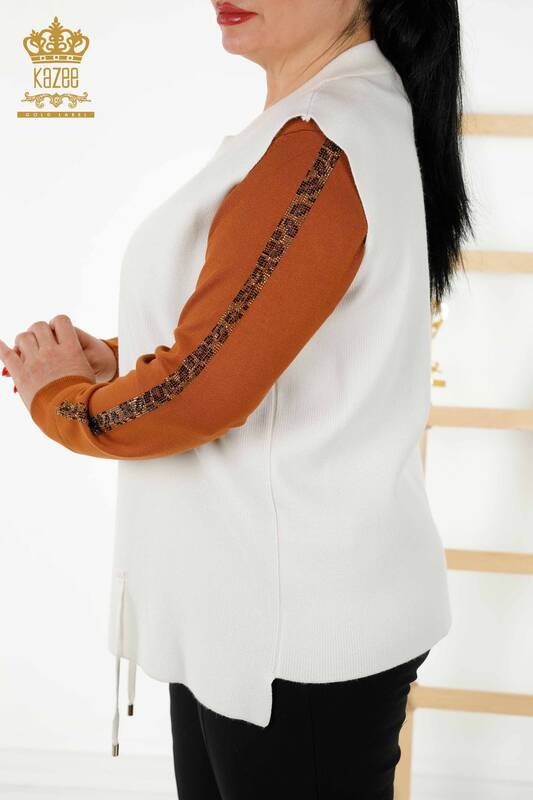 Wholesale Women's Short Vest - Leopard Pattern - Ecru - 30311 | KAZEE