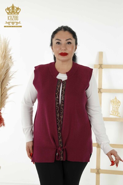 Wholesale Women's Short Vest - Leopard Pattern - Purple - 30311 | KAZEE - Thumbnail
