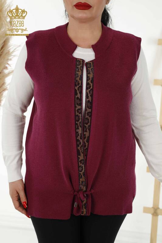 Wholesale Women's Short Vest - Leopard Pattern - Purple - 30311 | KAZEE