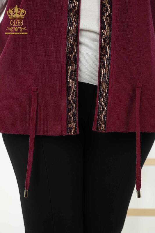 Wholesale Women's Short Vest - Leopard Pattern - Purple - 30311 | KAZEE