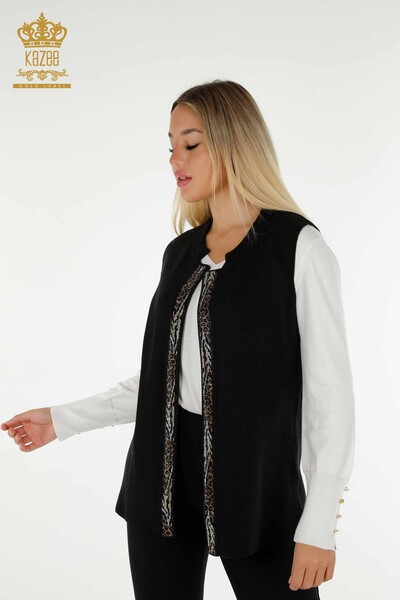 Kazee - Wholesale Women's Short Vest Leopard Stone Embroidered Black - 30616 | KAZEE (1)