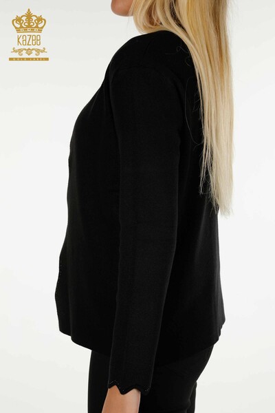 Wholesale Women's Short Vest Stone Embroidered Black - 30274 | KAZEE - Thumbnail