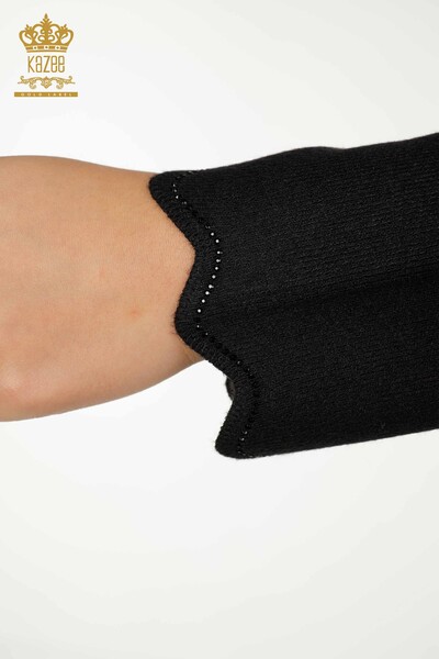 Wholesale Women's Short Vest Stone Embroidered Black - 30274 | KAZEE - Thumbnail