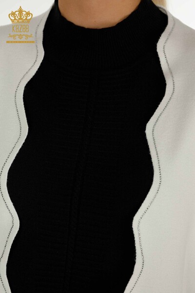 Wholesale Women's Short Vest Stone Embroidered Ecru - 30274 | KAZEE - Thumbnail