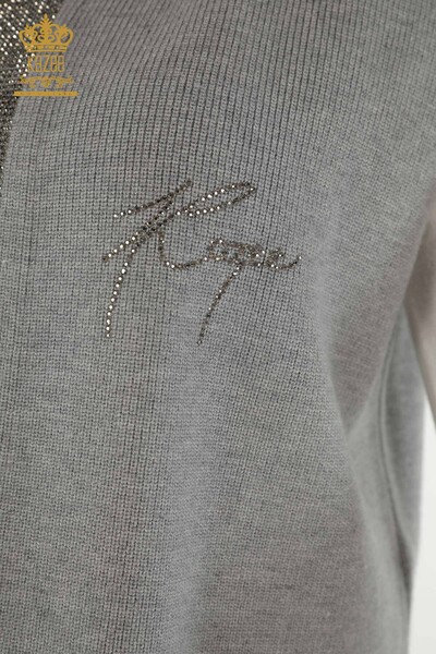 Wholesale Women's Short Vest Stone Embroidered Gray - 30411 | KAZEE - Thumbnail