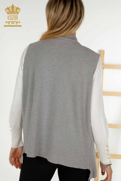 Wholesale Women's Short Vest Stone Embroidered Gray - 30409 | KAZEE - Thumbnail