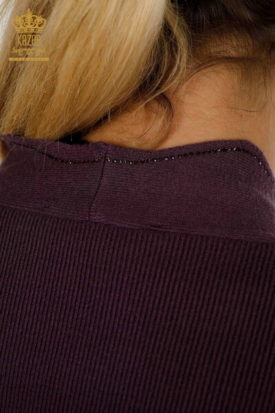 Wholesale Women's Short Vest Stone Embroidered Purple - 30274 | KAZEE - Thumbnail