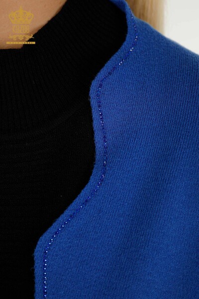 Wholesale Women's Short Vest Stone Embroidered Saks - 30274 | KAZEE - Thumbnail