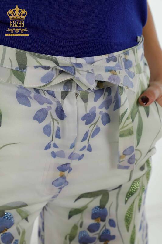 Wholesale Women's Shorts - Floral Pattern - Green - 3641 | KAZEE