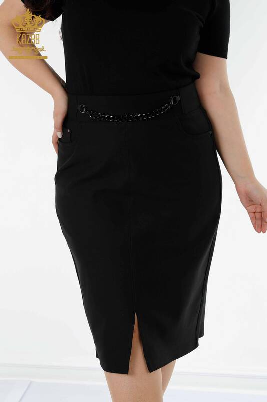 Wholesale Women's Skirt Chain Detailed Black - 4243 | KAZEE