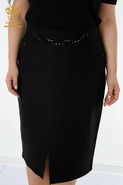 Wholesale Women's Skirt Chain Detailed Black - 4243 | KAZEE - Thumbnail (2)