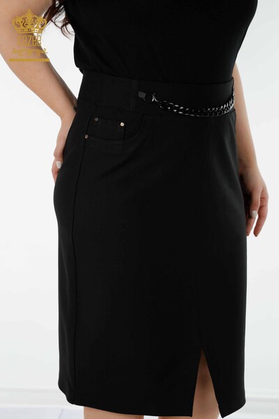Wholesale Women's Skirt Chain Detailed Black - 4243 | KAZEE - 4